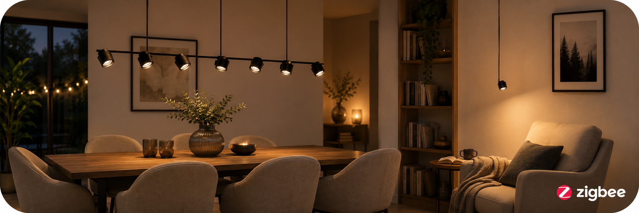 LED Pendelleuchte Smart Home Zigbee 3.0 Puric Pane Effect Effect 2700K 6x450lm / 200lm 6x6W / 3W Schwarz dimmbar