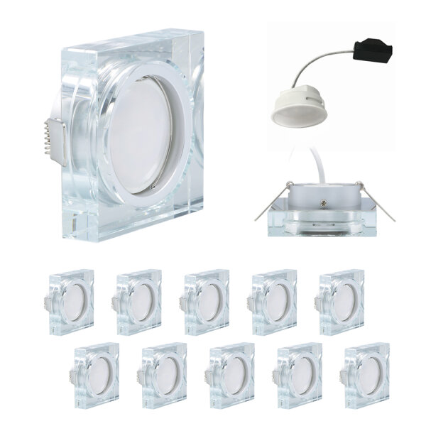 MILI 10er Set Einbauleuchten 5,5 W 3000 K Warmweiß 230 V 400 Lumen Klar  inkl. austauschbare LED-Modul geringe Einbautiefe