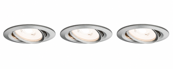 Paulmann Premium Einbauleuchten Set Reflector Coin rund schwenkbar dimmbar LED 3x6,8W 230V Eisen gebürstet/Alu