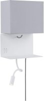 WallCeiling Merani WL LED max 1x40W/2,5W E27 Grau/Weiß 230V Stoff/Metall