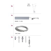 LED Seilsystem TunLED Basisset  5x150lm 5x4W 2700K  230/12V Weiß, Chrom matt