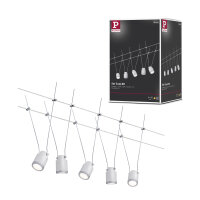LED Seilsystem TunLED Basisset  5x150lm 5x4W 2700K  230/12V Weiß, Chrom matt