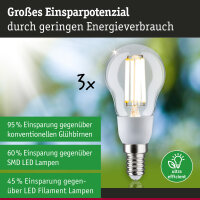 Eco-Line Filament 230V LED Tropfen E14 3er-Set 100mm 3x525lm 3x2,5W 3000K  Klar
