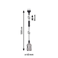 Neordic Pendelleuchte Eldar inkl. Stecker   E27   max. 20W Grau, Nickel dimmbar Metall