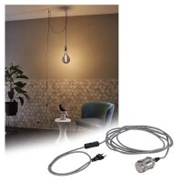 Neordic Pendelleuchte Eldar inkl. Stecker   E27   max. 20W Grau, Nickel dimmbar Metall