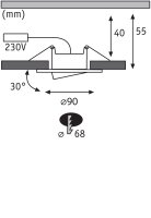 LED Einbauleuchte Calla 3er-Set schwenkbar IP65 rund 90mm...