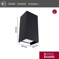 LED Wandleuchte Flame  IP44 eckig 102x220mm 3000K 2x5,8W...