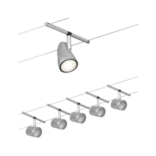 CorDuo Seilsystem Cup Basisset GU5,3  max. 5x10W   230/12V Chrom matt, Chrom