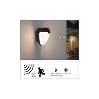 LED Außenwandleuchte Ikosea Dämmerungsgesteuerter Bewegungsmelder (IR) seewasserresistent IP44  50x203mm 3000K 4,4W 350lm 230V  Anthrazit Kunststoff