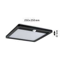 LED Außenpanel Lamina Backlight Dämmerungsgesteuerter Bewegungsmelder (IR) insektenfreundlich IP44 eckig 250x250mm Tunable Warm 14W 920lm 230V  Schwarz Kunststoff
