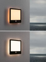 LED Außenpanel Lamina Backlight Dämmerungsgesteuerter Bewegungsmelder (IR) insektenfreundlich IP44 eckig 250x250mm Tunable Warm 14W 920lm 230V  Schwarz Kunststoff