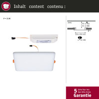 VariFit LED Einbaupanel Veluna IP44 eckig 215x215mm  17W 1300lm White Switch Transparent