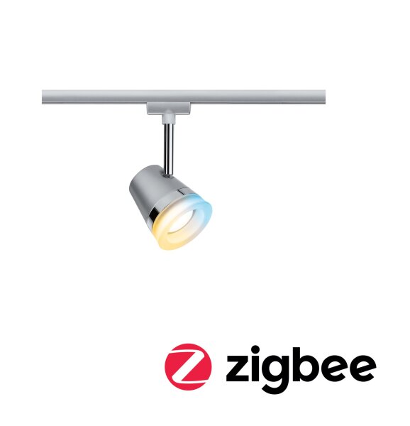 URail Schienenspot Smart Home Zigbee 3.0 Cone Einzelspot inkl. Tunable White Leuchtmittel GU10 330lm 5W Tunable White dimmbar 230V Chrom matt, Chrom
