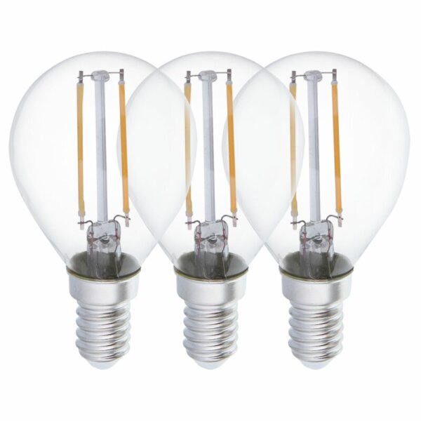 3 x Eglo LED Filament Leuchtmittel Tropfen 2W = 19W E14 klar warmweiß 2700K