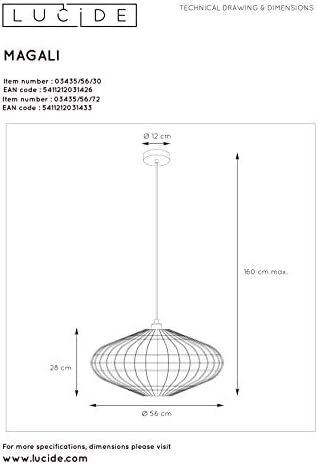 LUCIDE MAGALI - Pendelleuchten - Ø 56 cm - 1xE27 - Helles Holz