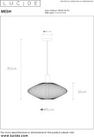 LUCIDE MESH - Pendelleuchten - Ø 45 cm - 1xE27 - Mattes Gold/Messing
