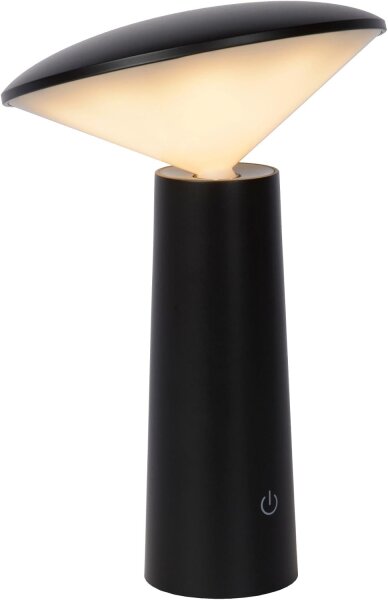 LUCIDE JIVE - wiederaufladbare Tischlampe Innen/Außen - Akku/Batterie - Ø 13,7 cm - LED Dim. - CCT - 1x3W 2800K/6500K - IP44 - Schwarz