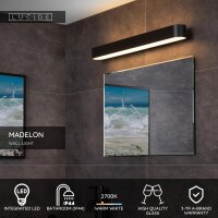 LUCIDE MADELON - Wandleuchte Badezimmer - LED - 1x9W 2700K - IP44 - Schwarz