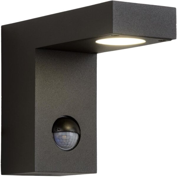 LUCIDE TEXAS-IR - Wandstrahler/Wandleuchte Innen/Außen - LED - 1x7W 3000K - IP54 - Bewegung und Tag/Nacht-Sensor (Abschaltbar) - Anthrazit