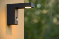 LUCIDE TEXAS-IR - Wandstrahler/Wandleuchte Innen/Außen - LED - 1x7W 3000K - IP54 - Bewegung und Tag/Nacht-Sensor (Abschaltbar) - Anthrazit