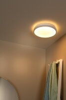 LUCIDE DASHER - Deckenleuchte Badezimmer - Ø 34,8 cm - LED - 1x18W 2700K - IP44 - Bewegung und Tag/Nacht-Sensor - Weiß