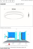 LUCIDE DASHER - Deckenleuchte Badezimmer - Ø 34,8 cm - LED - 1x18W 2700K - IP44 - Bewegung und Tag/Nacht-Sensor - Weiß