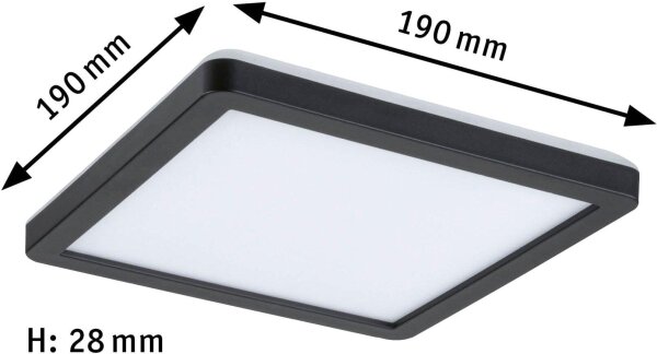 Paulmann Auria LED Deckenleuchte Backlight 190x190 mm Schwarz 11,2W 900lm 3000K – Ultraflaches LED Panel