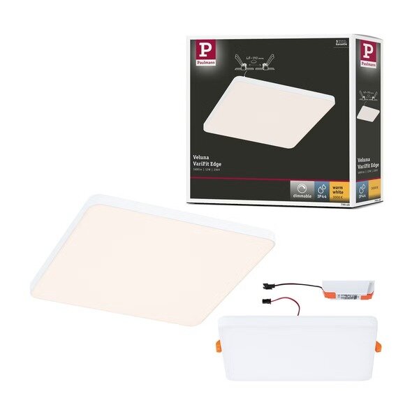 Paulmann LED-Einbaupanel Veluna VariFit Edge 12W 1100lm 3000K IP44 160x160mm Weiß | Art. 79948