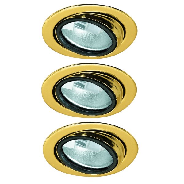 Paulmann Möbel Einbauleuchten Set schwenkbar 3x20W 70VA 230/12V G4 69mm Gold/Stahlblech/Glas