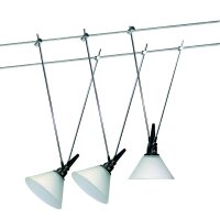 Nice Price Glas 60 Seilsystem 3x20W G4 Chrom/Satin 230/12V 60VA Metall/Glas