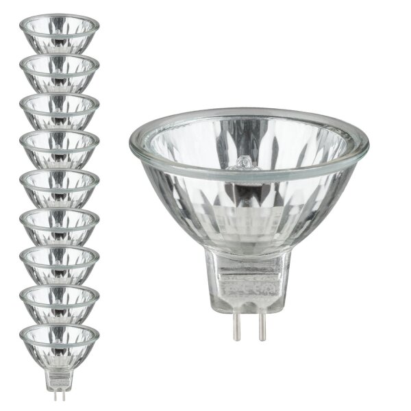 10x  Paulmann Halogen leuchtmittel Security Halo+ 28W GU5,3 12V 51mm 36° Silber