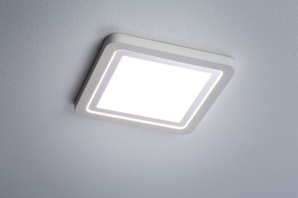 Paulmann Prem Einbauleuchten Set Panel Line IP44 eckig LED 1x11,5W 2700K 230V 210mm Weiß matt/Alu