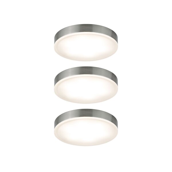 Paulmann Möbel Aufbauleuchte Set Unity rund LED 3x4,5W 15VA 230V/700mA 75mm Eisen gebürstet/Metall Acryl