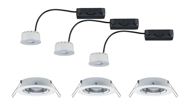 Paulmann Premium Einbauleuchten Set Reflector Coin rund schwenkbar dimmbar LED 3x6,8W 230V Weiß Chrom/Alu