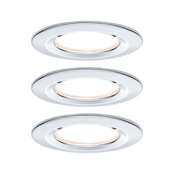 Paulmann Einbauleuchten Set Nova Coin 3-Stufen-dimmbar rund starr LED 3x6,5W 2700K 230V Chrom/Alu