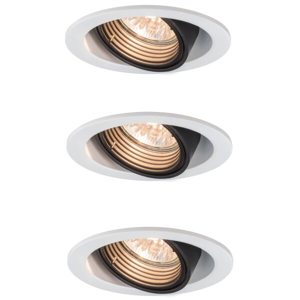 3x  Paulmann Premium Einbauleuchten Daz rund schwenkbar 4,5W LED 230V GU10 Weiß m./Schw. 926.81.3.LED3000K