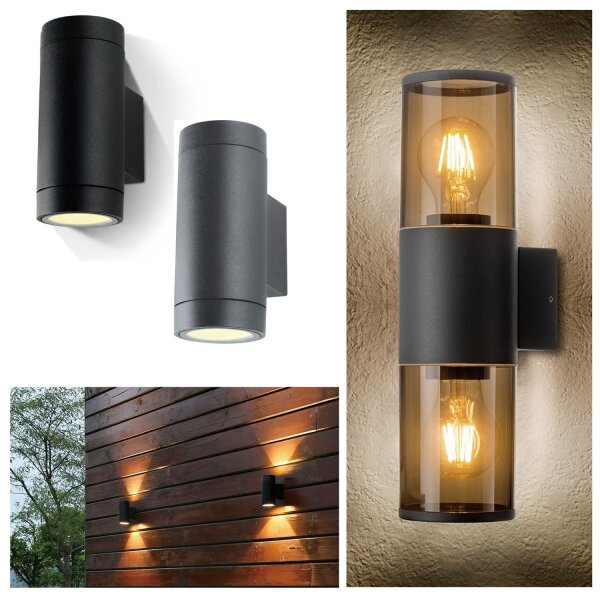 MILI LED Up&Down Aussenleuchte Wandleuchte GU10 E27 anthrazit schwarz IP54 up&down