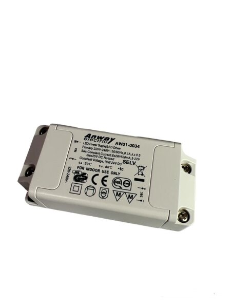 Anyway Electric LED Trafo weiß Kunststoff 10W 500mA 3-22V IP20 AC/DC 230V 3-22V