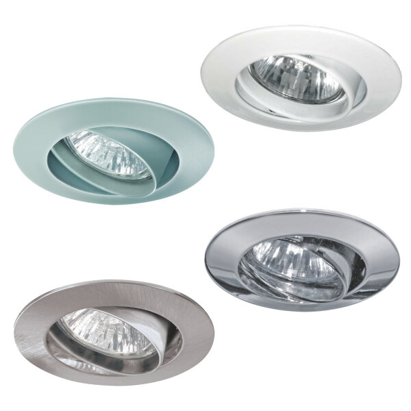 12er Pack Einbaustrahler Aluminium GU4 35mm Leuchtmittel klein Einbaustrahler Weiß / Chrom / Eisen