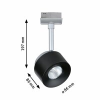 4er Set  Paulmann URail LED Schienenspot Pane Einzelspot 400 lumen 7,4W 2700K dimmbar 230V Schwarz Chrom matt 95374 entspricht 50W Licht
