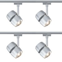 4er Set  Paulmann 969.35 URail Spot Oculus 2x5W Chrom matt 230V Metall dimmbar 2700K entspricht 2x 40W Licht 2x 300 lm
