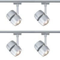 4er Set  Paulmann 969.35 URail Spot Oculus 2x5W Chrom matt 230V Metall dimmbar 2700K entspricht 2x 40W Licht 2x 300 lm
