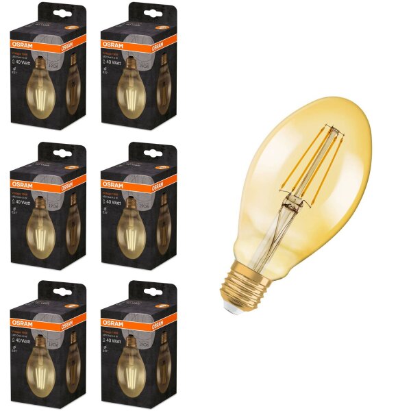 6x OSRAM Vintage 1906 E27 OVAL Filament LED Lampe 4,5W 470Lm 2500K Warmweiß wie 40W entspricht 40W