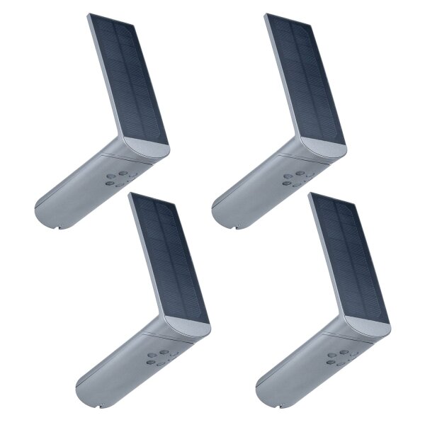 4x Outdoor Solar Wandleuchte Ilias IP44 3000K 100 lumen Bewegungsmelder Alugrey