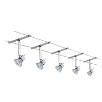 Komplett Set Paulmann Seilsystem Cumin inkl. LED Osram 5x 4,9W wie 35W dimmbar Chrom Matt 5 meter inkl. Deko Trafo
