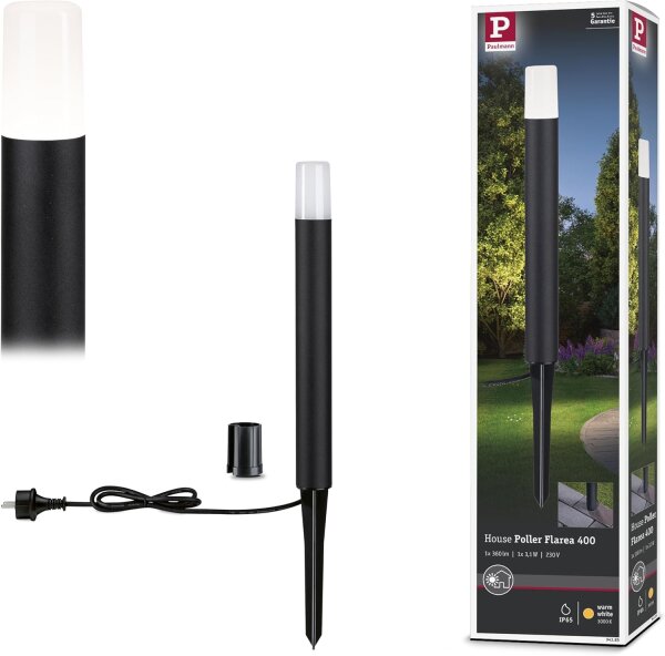 Paulmann LED Poller Außenleuchte Flarea IP65 3,1W Schwarz Aluminium 3000K 20-60cm