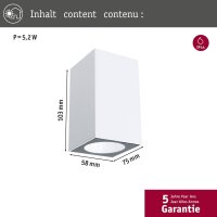 Paulmann Flame LED Außenwandleuchte Up & Down Weiß IP44 2x3,5W 3000K Aluminium Wandlampe 230V