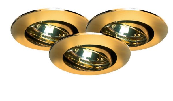 Paulmann Premium Einbauleuchten Set schwenkbar 3x35W 105VA 230/12V GU4 35mm Gold/Alu Zink