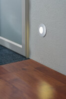 989.88 Wand Einbauleuchten LED IP65 1x 0,25W 230V 84mm Chrom matt/Opal/Kunststoff 60mm Einbaudose 98988
